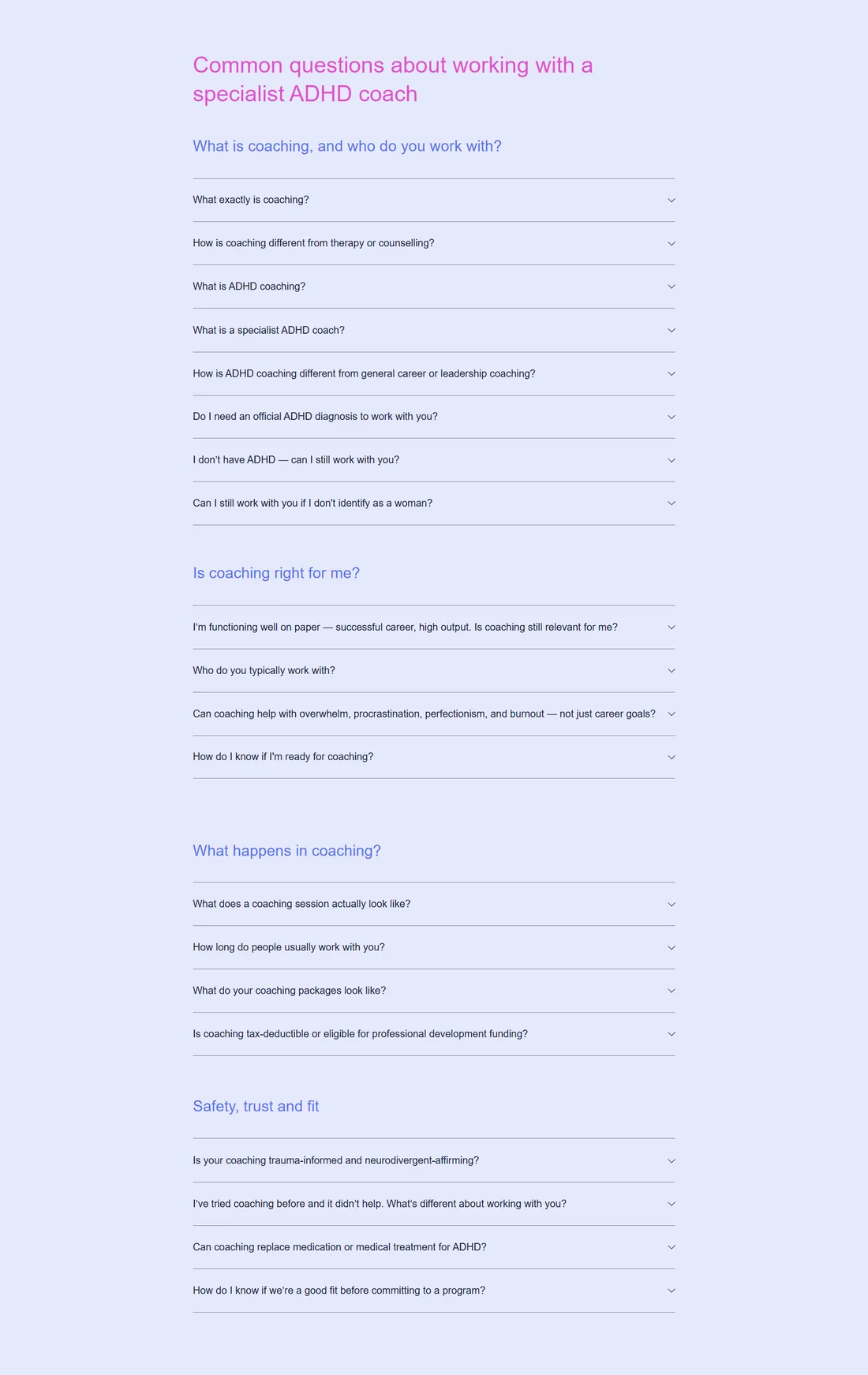FAQ, before: the original site